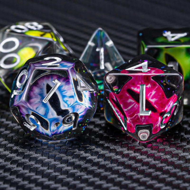 weyano DND Resin Eyes Dice Set, Red D&D Polyhedral Dice for Dungeons and Dragons RPG, MTG Role Playing Games D and D Dice 7pc D20 D12 D10 D8 D6 D4 for Ages 15 and Up - Image 5
